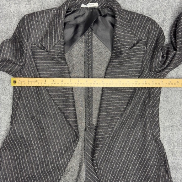 MM.LaFleur Blazer Women 0 Gray Wool Blend Pinstripe Open Front Career Minimalist - Picture 8 of 9